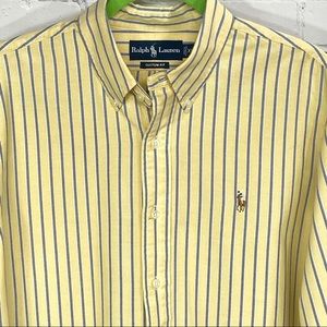 Ralph Lauren yellow blue stripe button down XL
